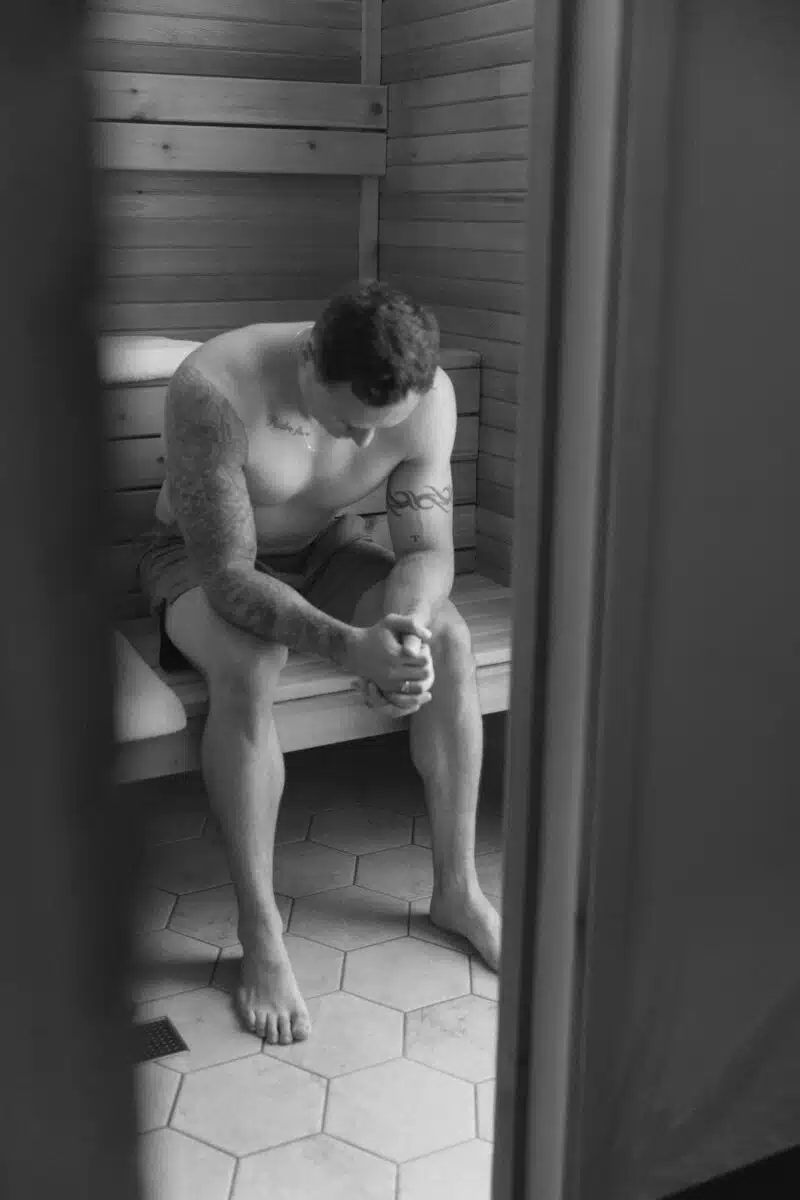 man in a sauna